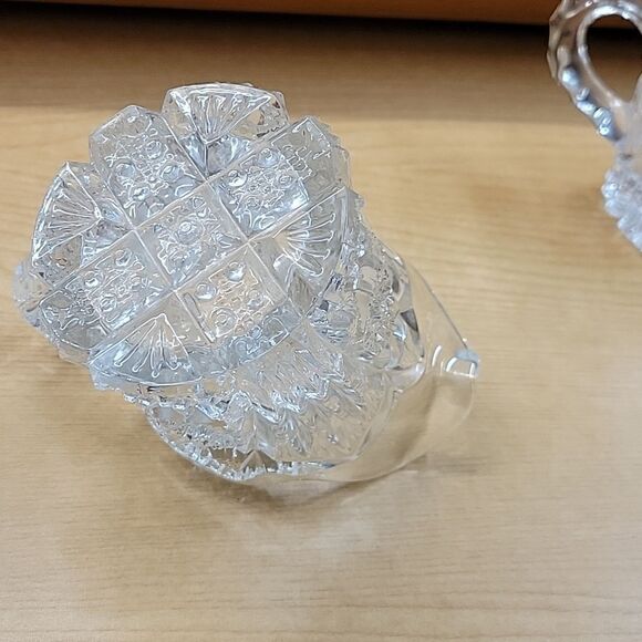 Creamer And Sugar Bowl Sunburst, Vintage Indiana Pressed glass. - Picture 5 of 11